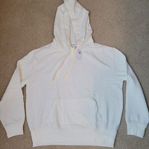 Men's White Hoodie Sweater Medium